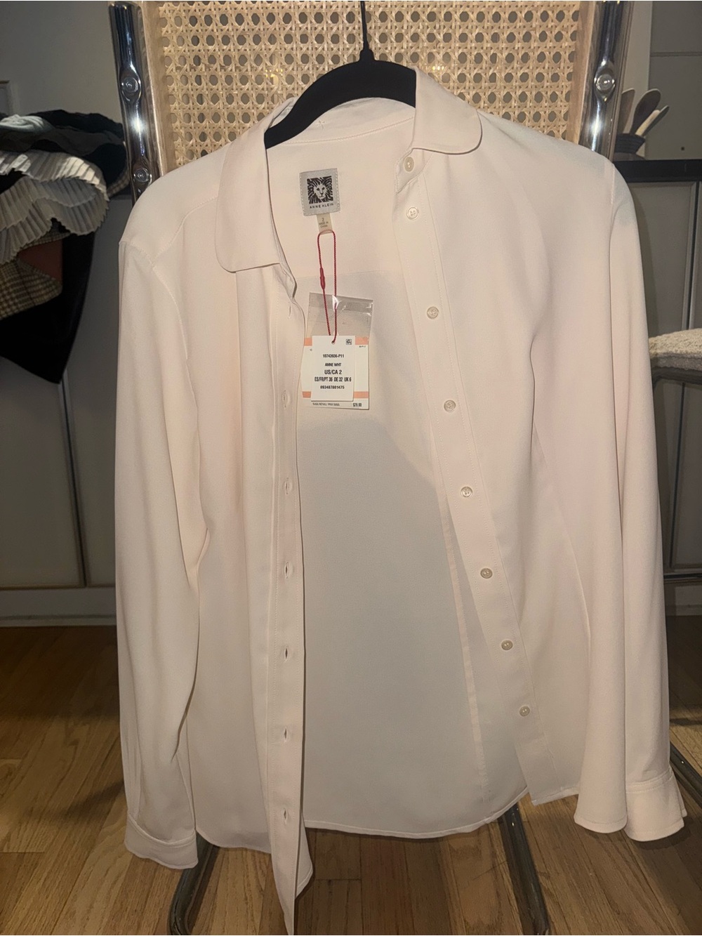 Anne Klein Light Pink Button-Up Blouse